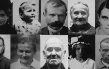 A montage of ten monochrome portraits.
