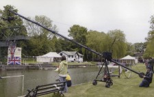 At the lake side, Dave sets up the long arm of the jib ready to shoot the moment in the big race when Walter (Jacob Casselden) makes his big decision.